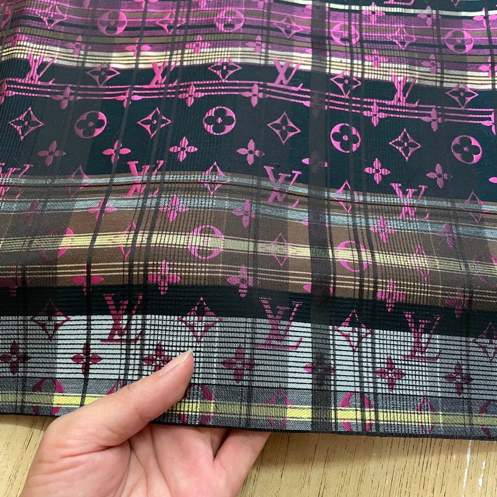 L25 Jacquard Fabric Plaid Pink on Grey editorial product context 1