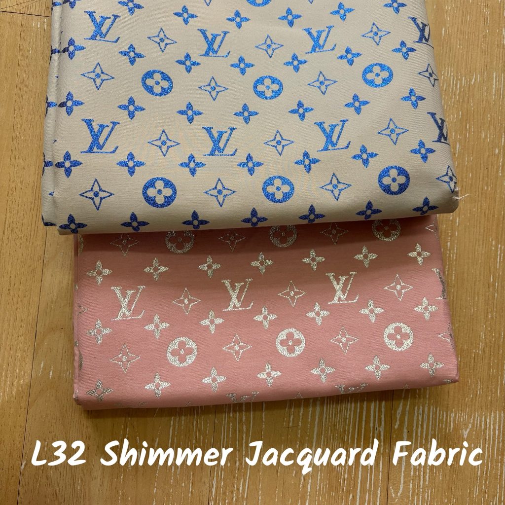 L32 Shimmer Blue & Pink Jacquard Fabric editorial product context 1