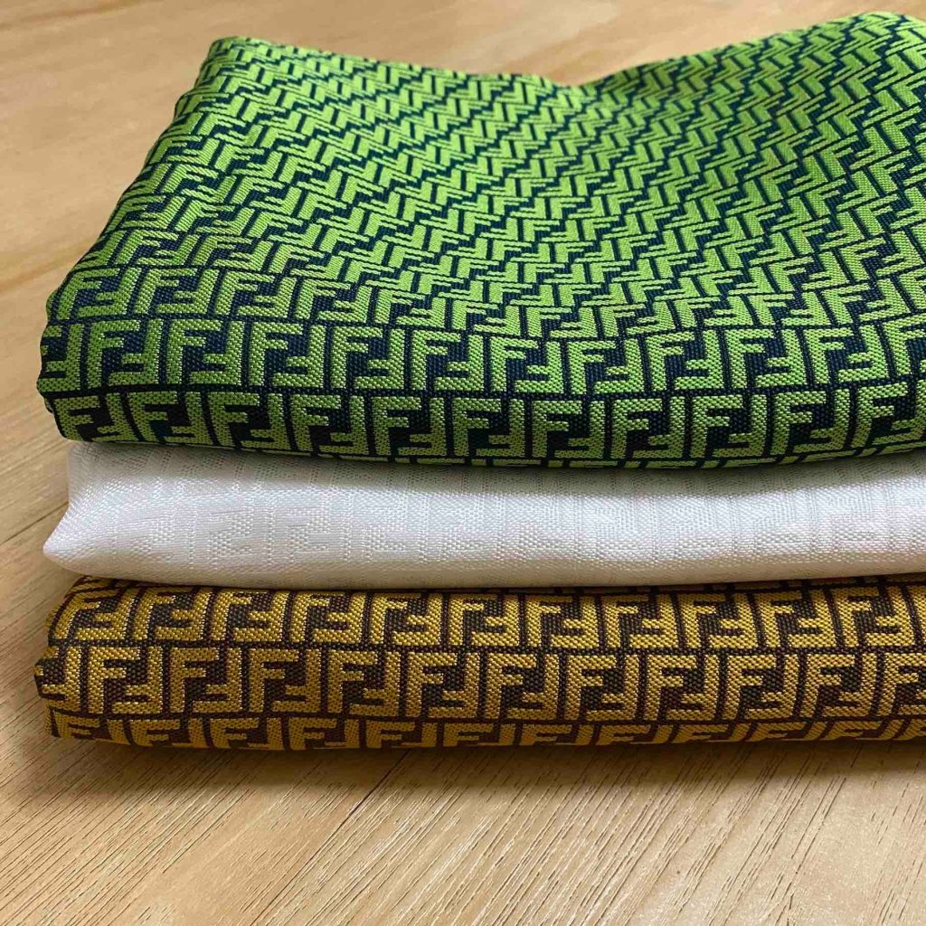 F07 Jacquard Fabric Mini Monogram Green White Olive editorial product context 1