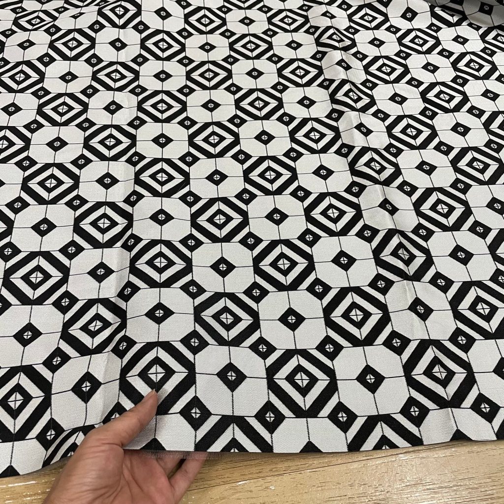 J05 Geometric Fabric Black and Silver White editorial product context 3