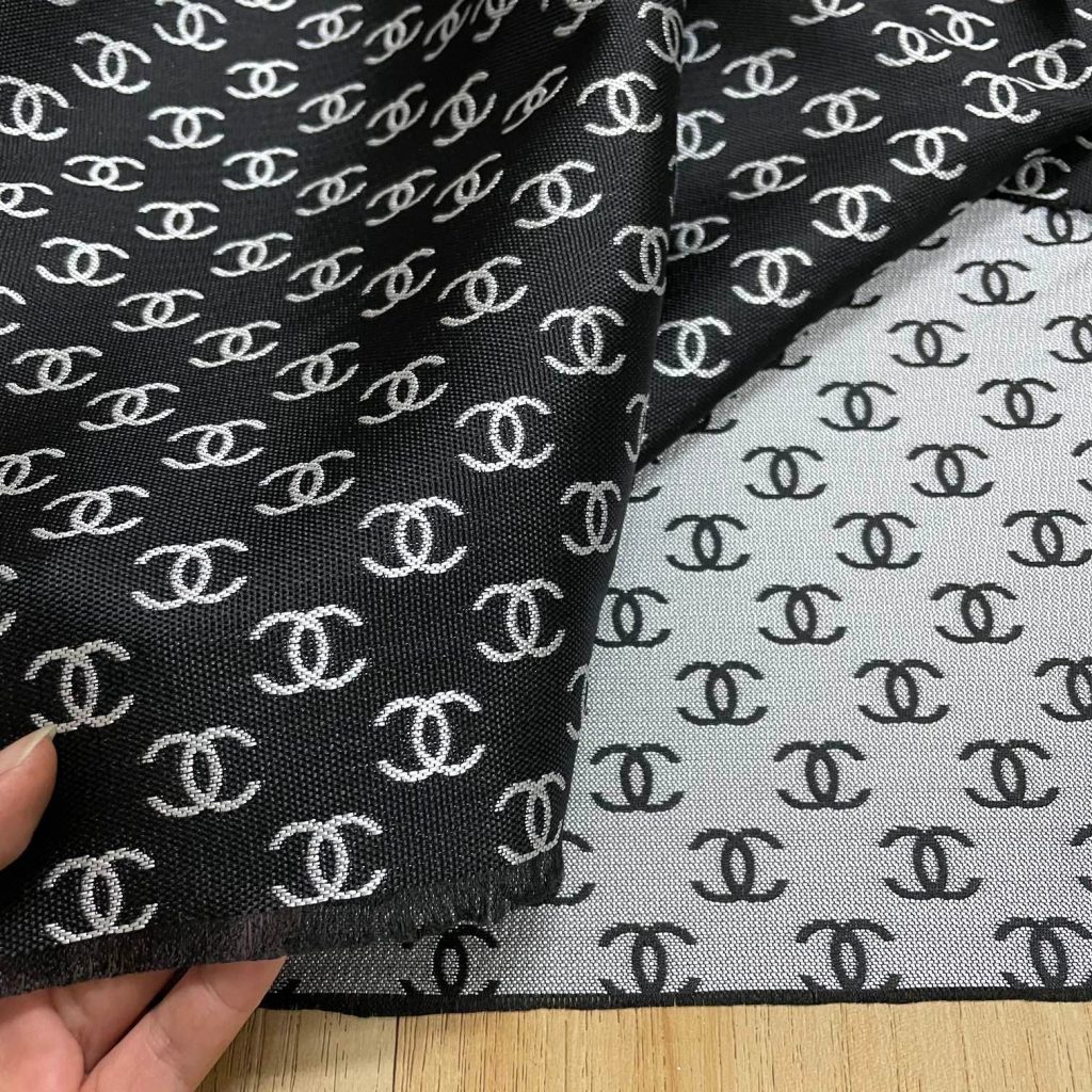 C03 Jacquard Fabric Black and Silver Grey editorial product context 2