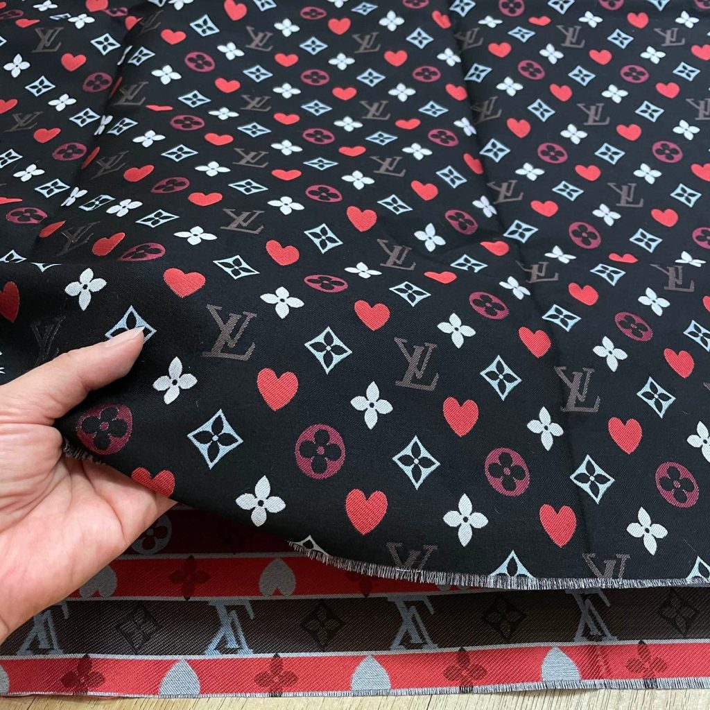 L16 Jacquard Fabric Red Heart editorial product context 2
