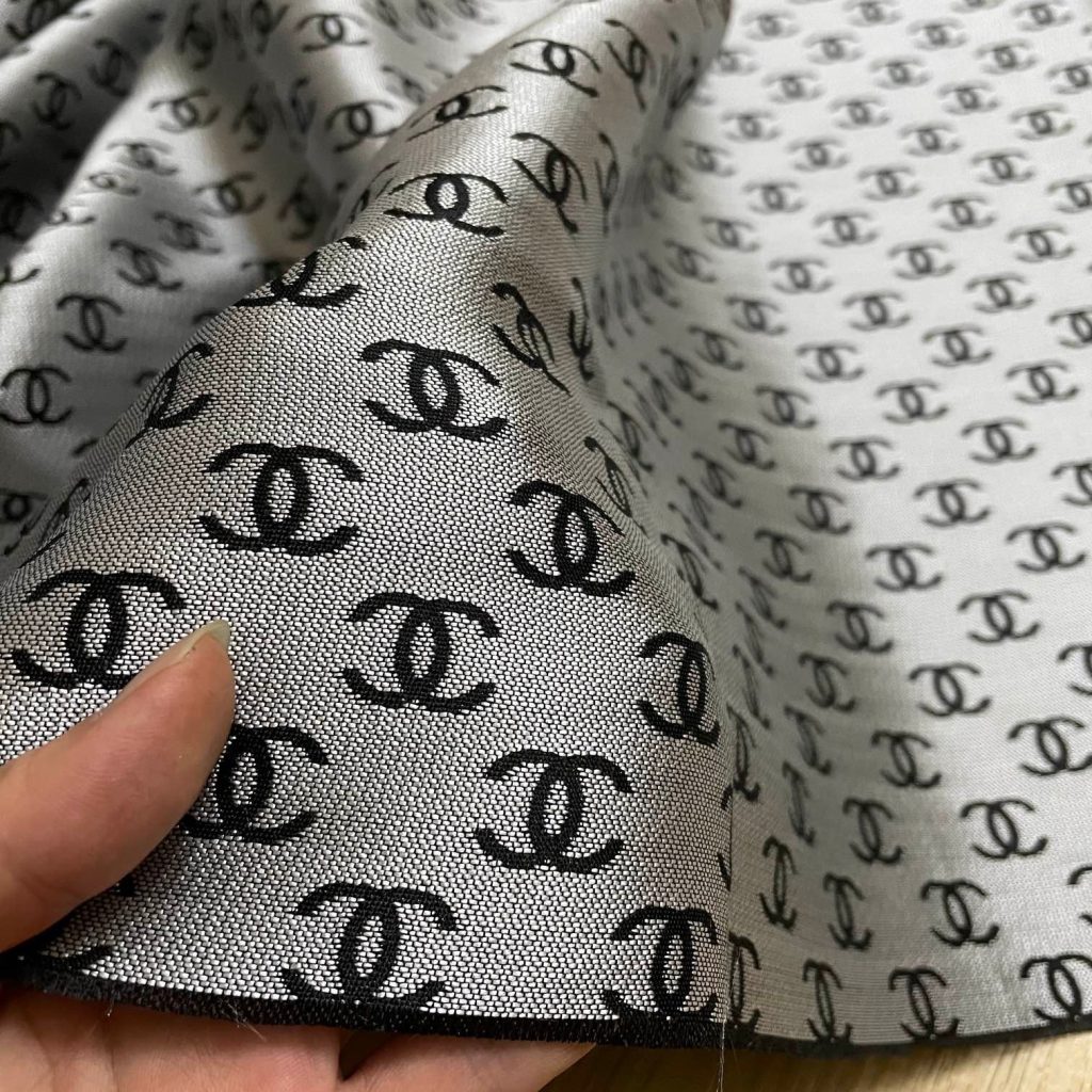C03 Jacquard Fabric Black and Silver Grey editorial product context 3