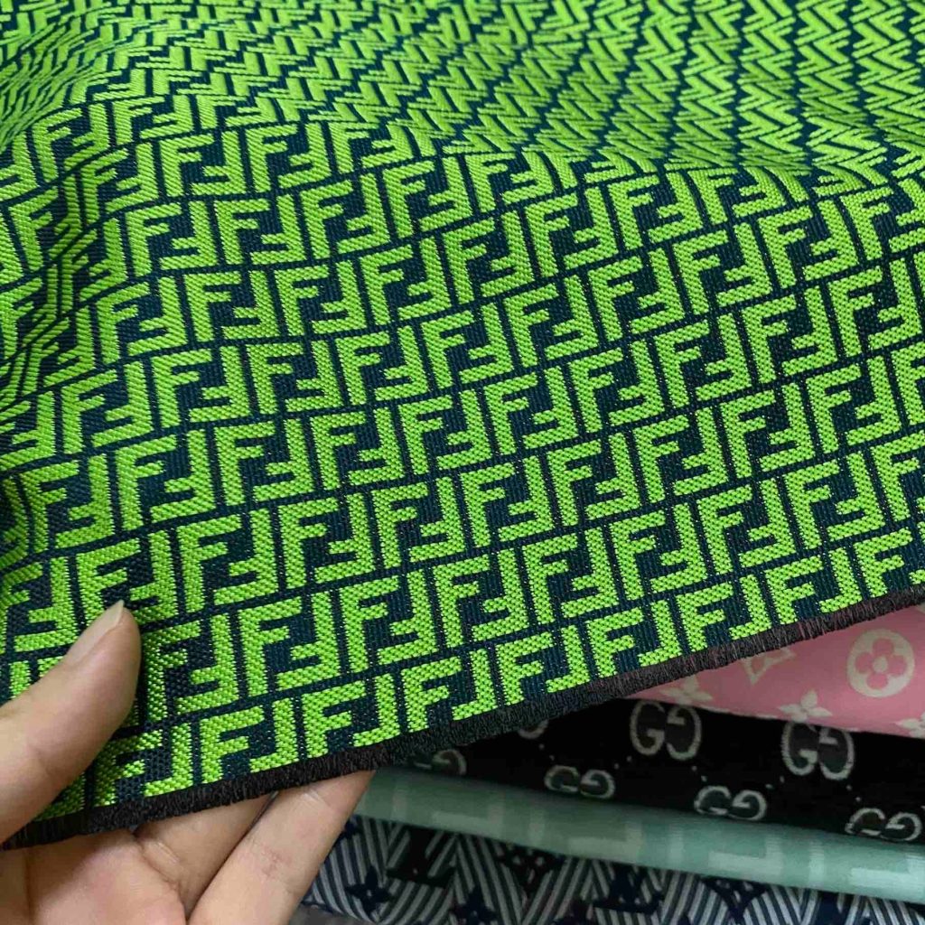 F07 Jacquard Fabric Mini Monogram Green White Olive editorial product context 2