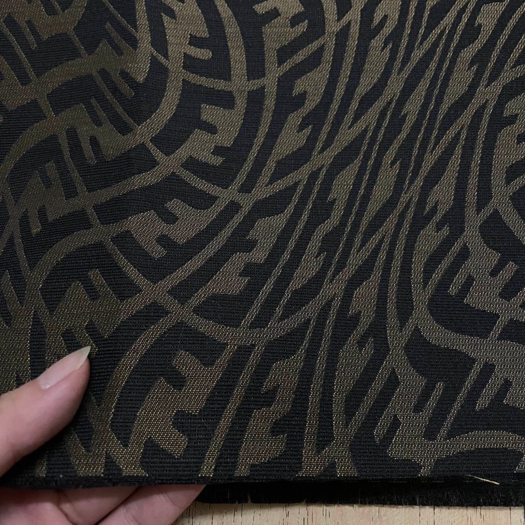 F10 Jacquard Fabric Brown FF Vertigo motif editorial product context 2