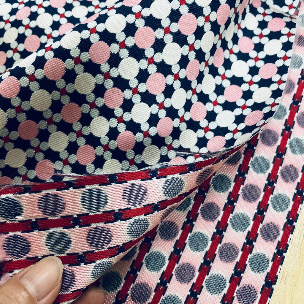 J01 Pink Dots Jacquard Fabric Designer Inspired Brocade Fabric editorial product context 2