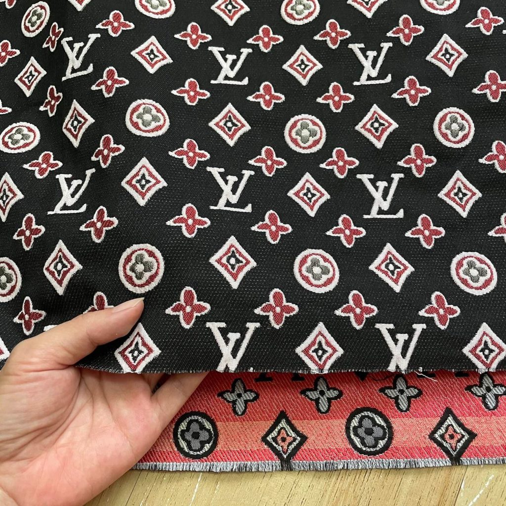 L23 Jacquard Fabric Red on Black editorial product context 1