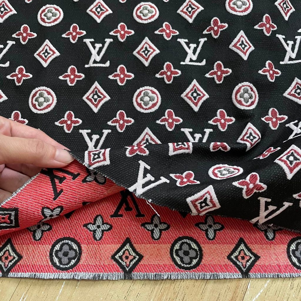 L23 Jacquard Fabric Red on Black editorial product context 3