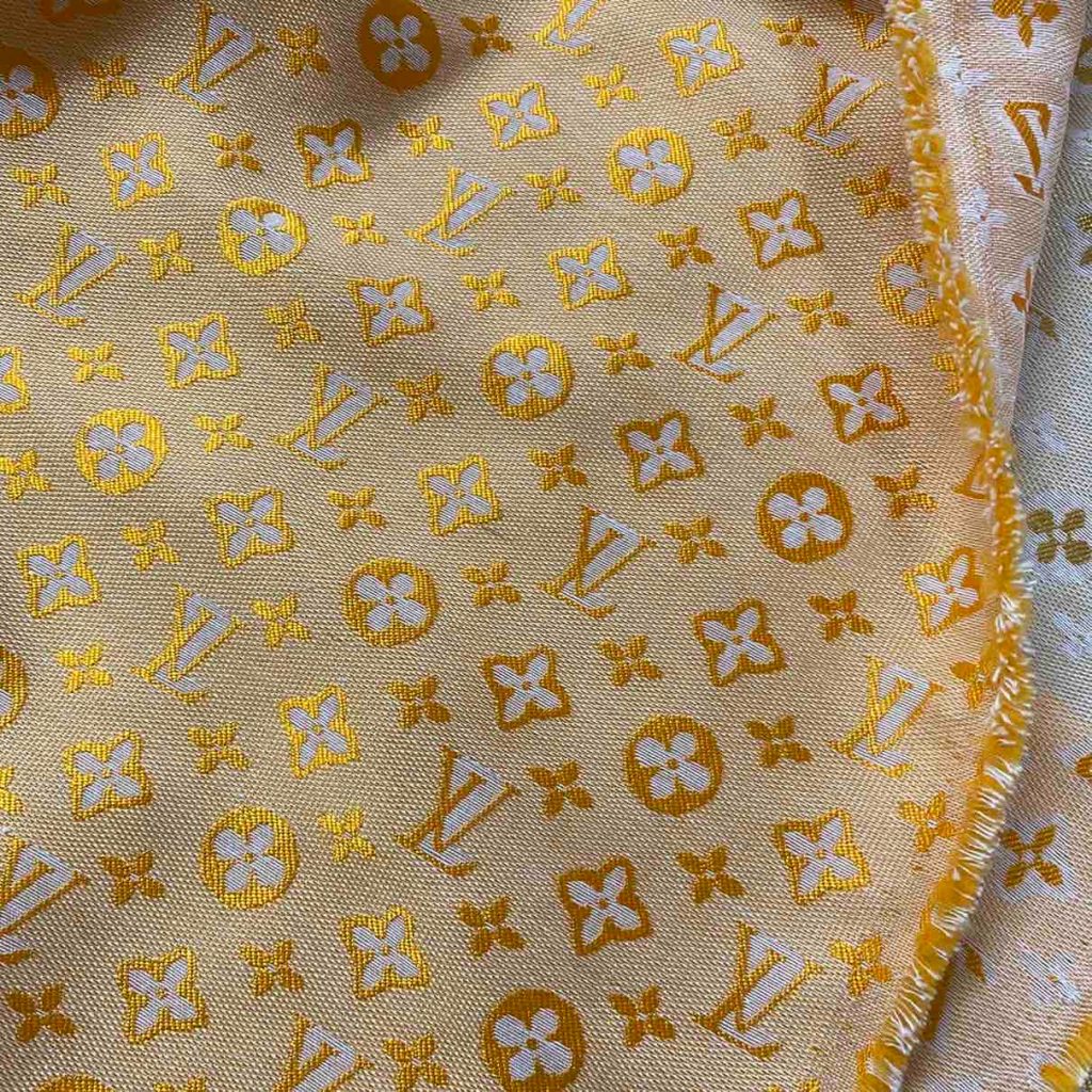 L01 Jacquard Fabric Gold on Beige and Orange editorial product context 3