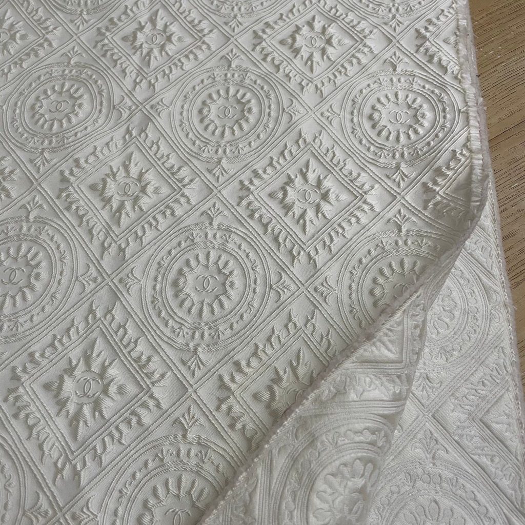 C04 Jacquard Fabric 3D Pearl White editorial product context 3
