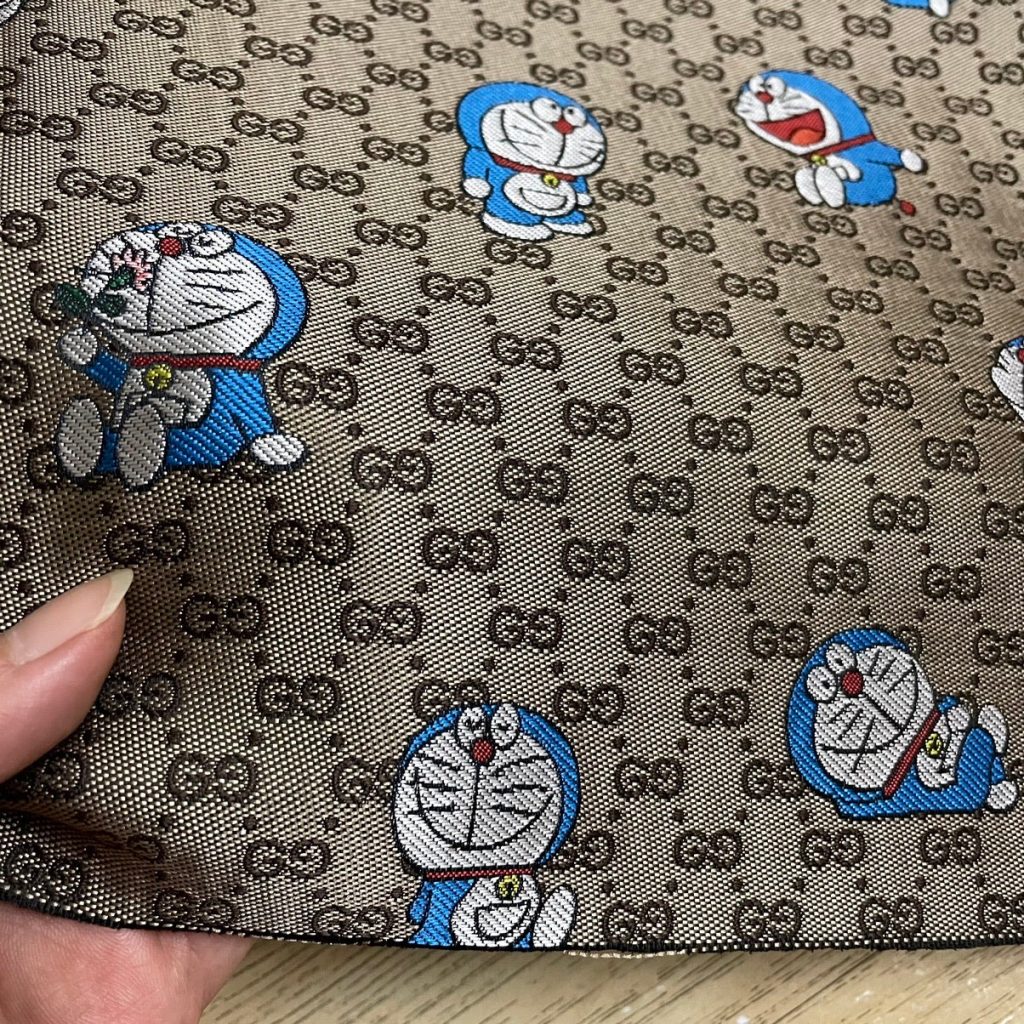 G23 Doraemon Jacquard Fabric Blue and Khaki editorial product context 1
