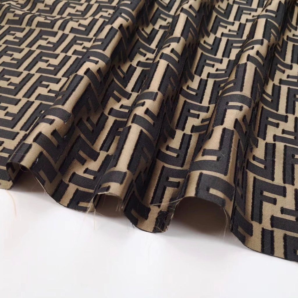 F05 Designer Inspired 3D Jacquard Fabric Brown editorial product context 2