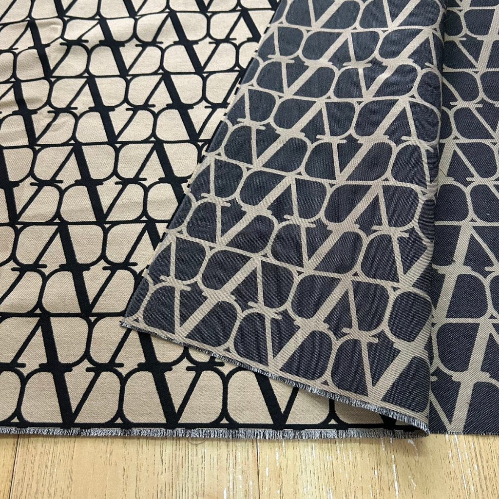 V01 Jacquard Fabric Navy and Red editorial product context 2