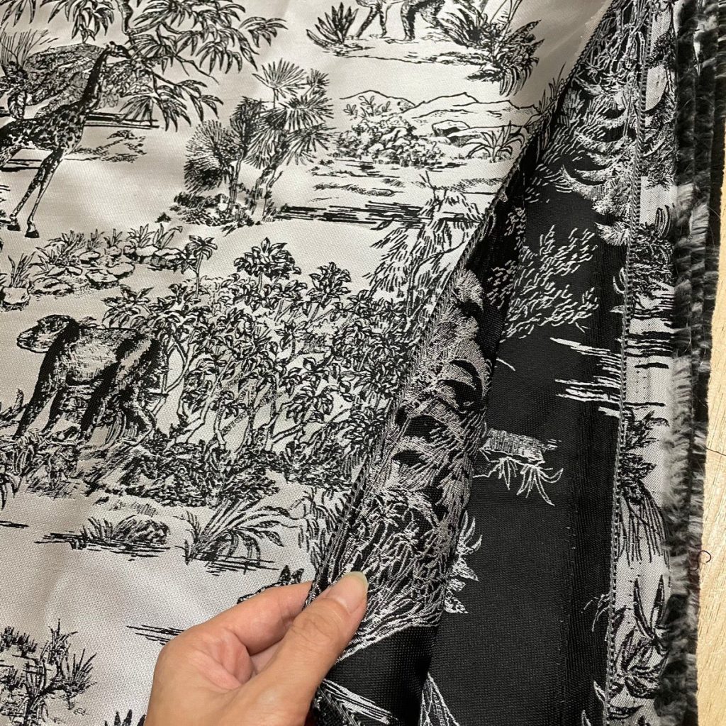 J06 Toile De Jouy Jacquard Fabric Black on White editorial product context 3
