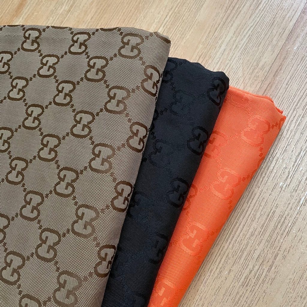 Jacquard Fabric Khaki Black Orange editorial product context 1
