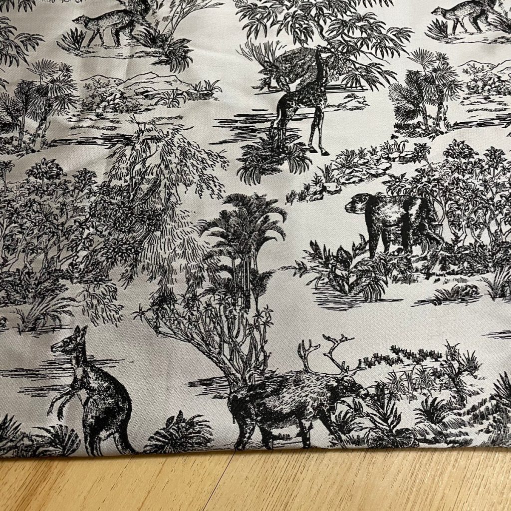 J06 Toile De Jouy Jacquard Fabric Black on White editorial product context 1