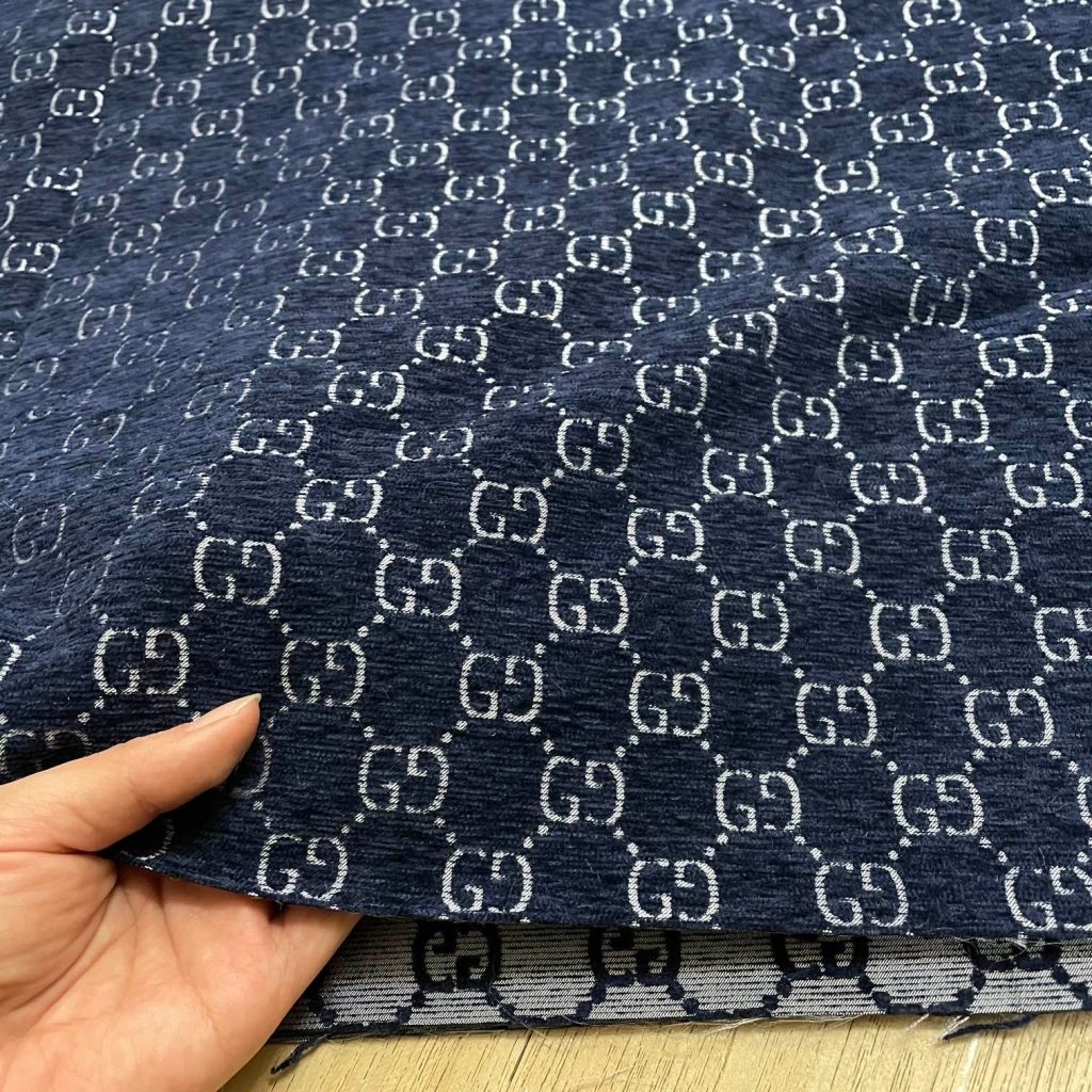 G17 Chenille Jacquard Fabric Deep Blue editorial product context 2