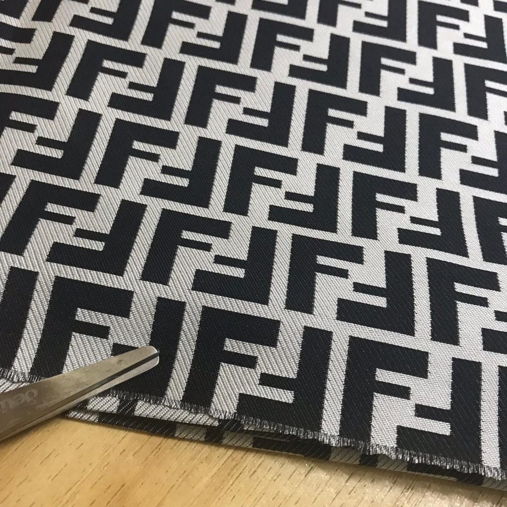 F01 Jacquard Fabric Designer Inspired Fabric Black on Light Grey editorial product context 3