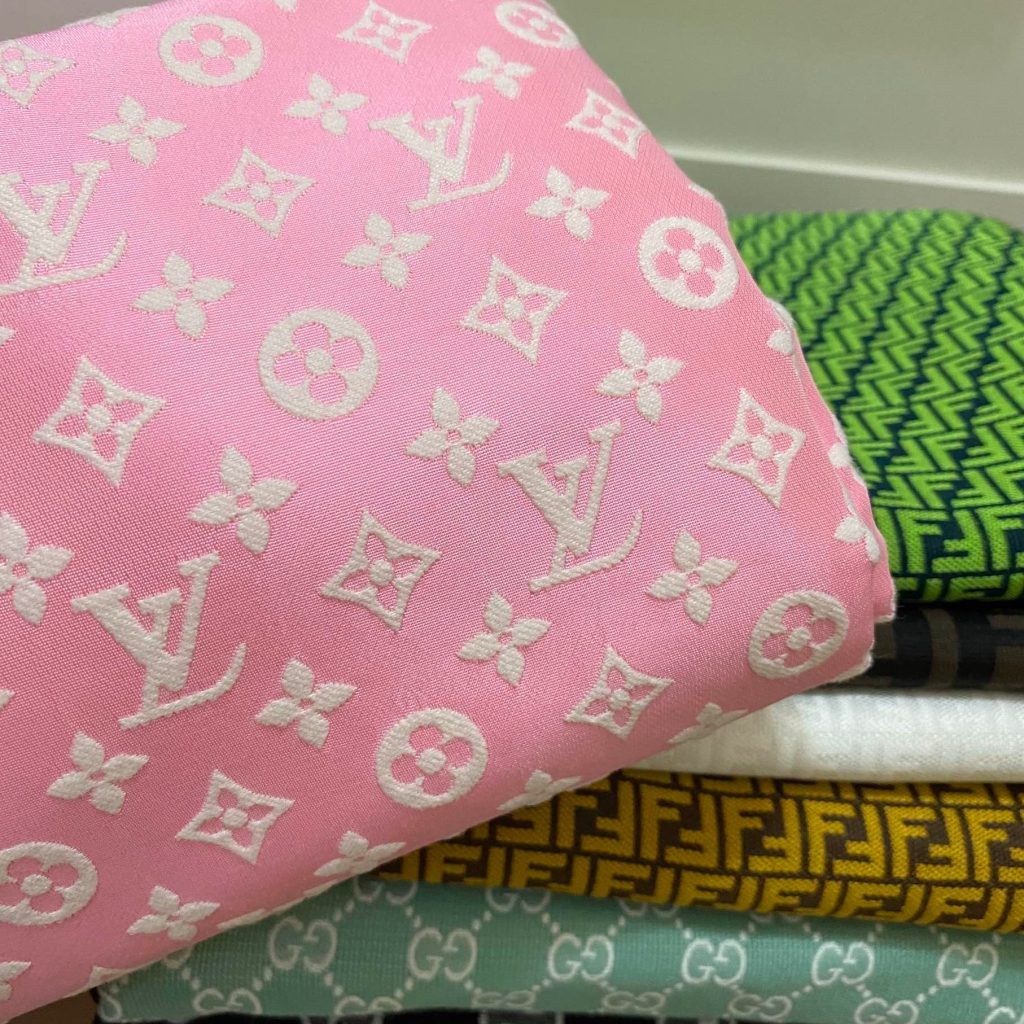L12 Jacquard Fabric White on Pink editorial product context 1