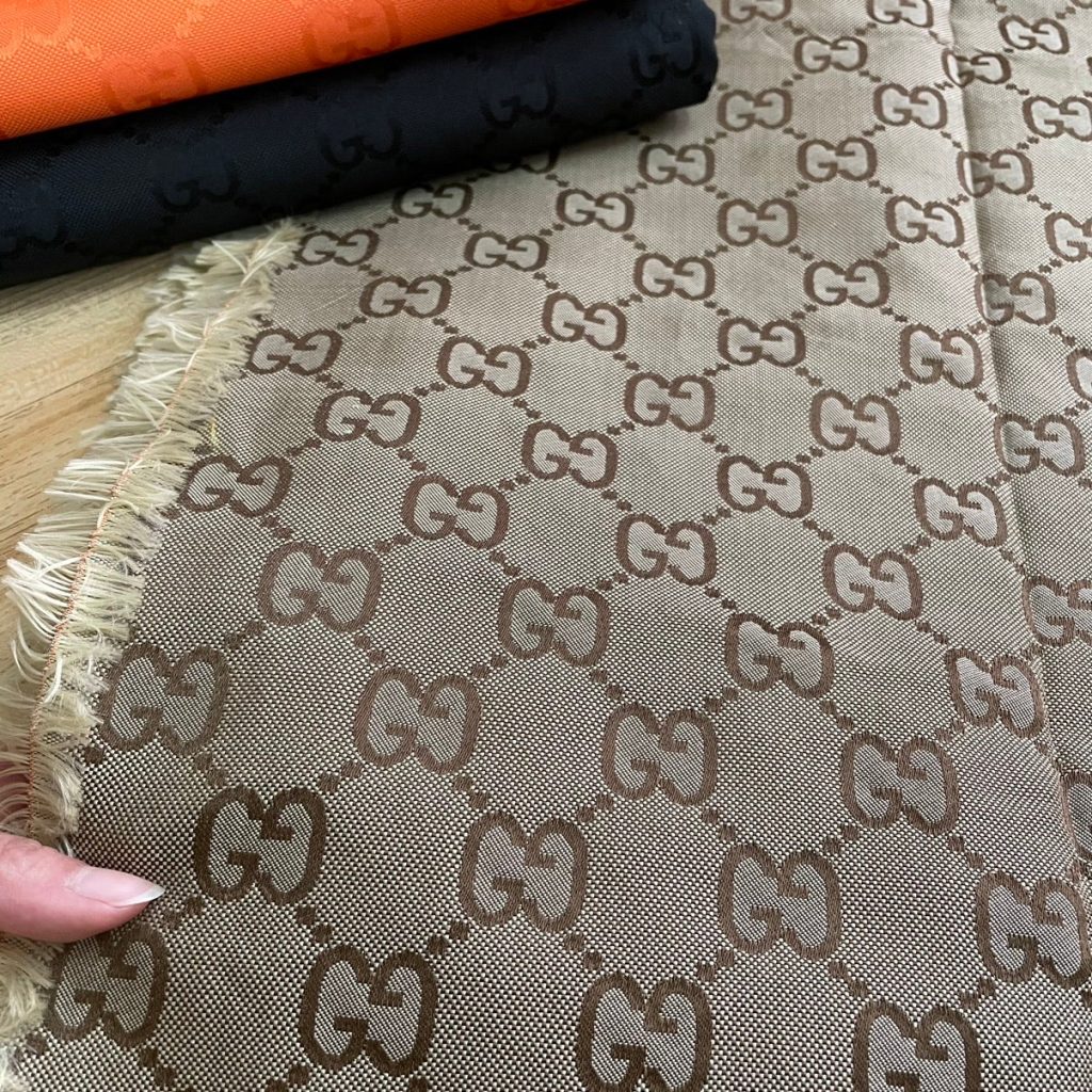 Jacquard Fabric Khaki Black Orange editorial product context 3