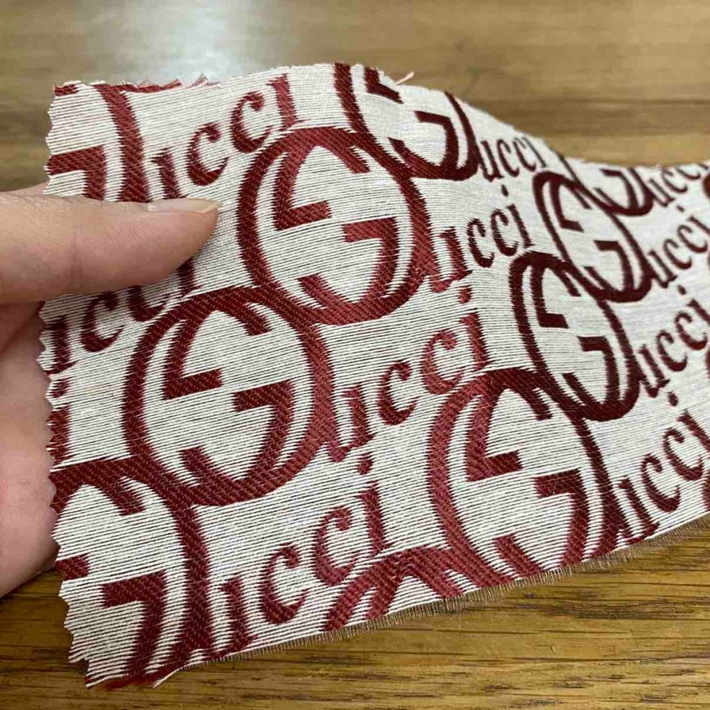 G10 Jacquard Fabric Burgundy on Light Grey editorial product context 1