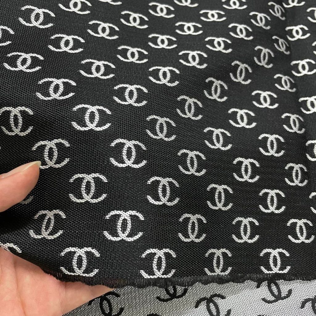 C03 Jacquard Fabric Black and Silver Grey editorial product context 1