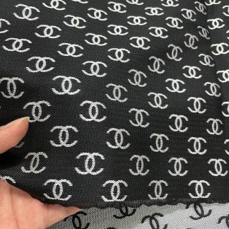 C03 Jacquard Fabric Black and Silver Grey