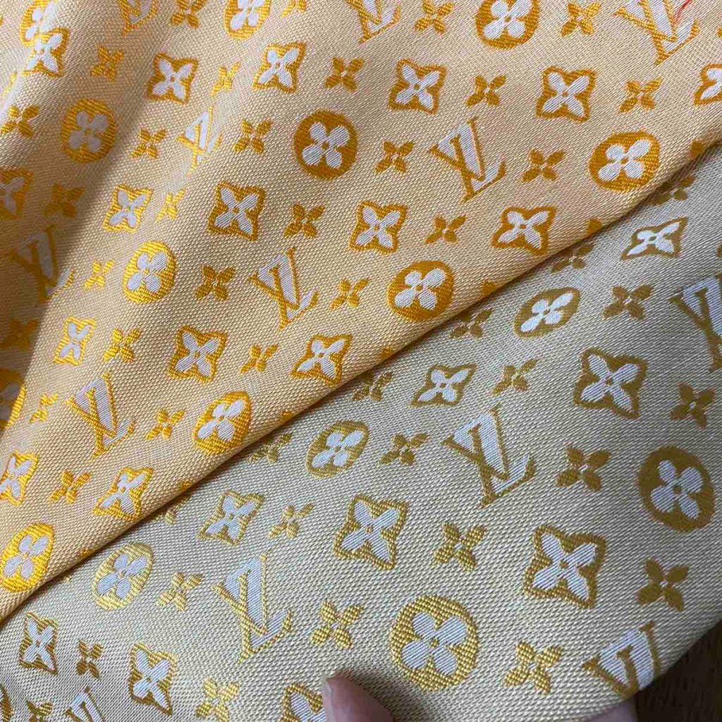 L01 Jacquard Fabric Gold on Beige and Orange editorial product context 2