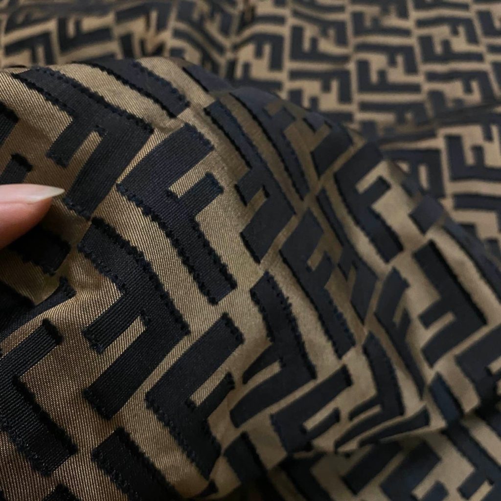 F05 Designer Inspired 3D Jacquard Fabric Brown editorial product context 1