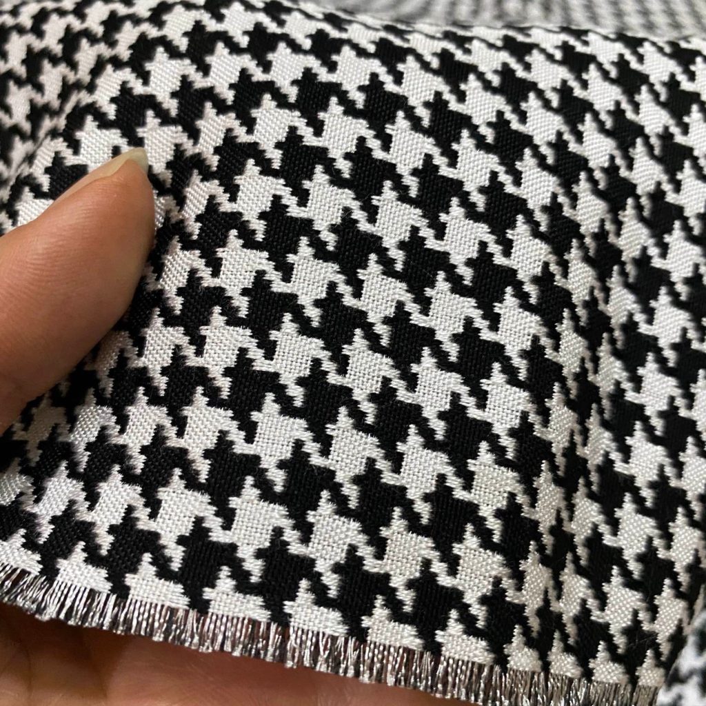 J04 Houndstooth Jacquard Fabric Black and White editorial product context 2
