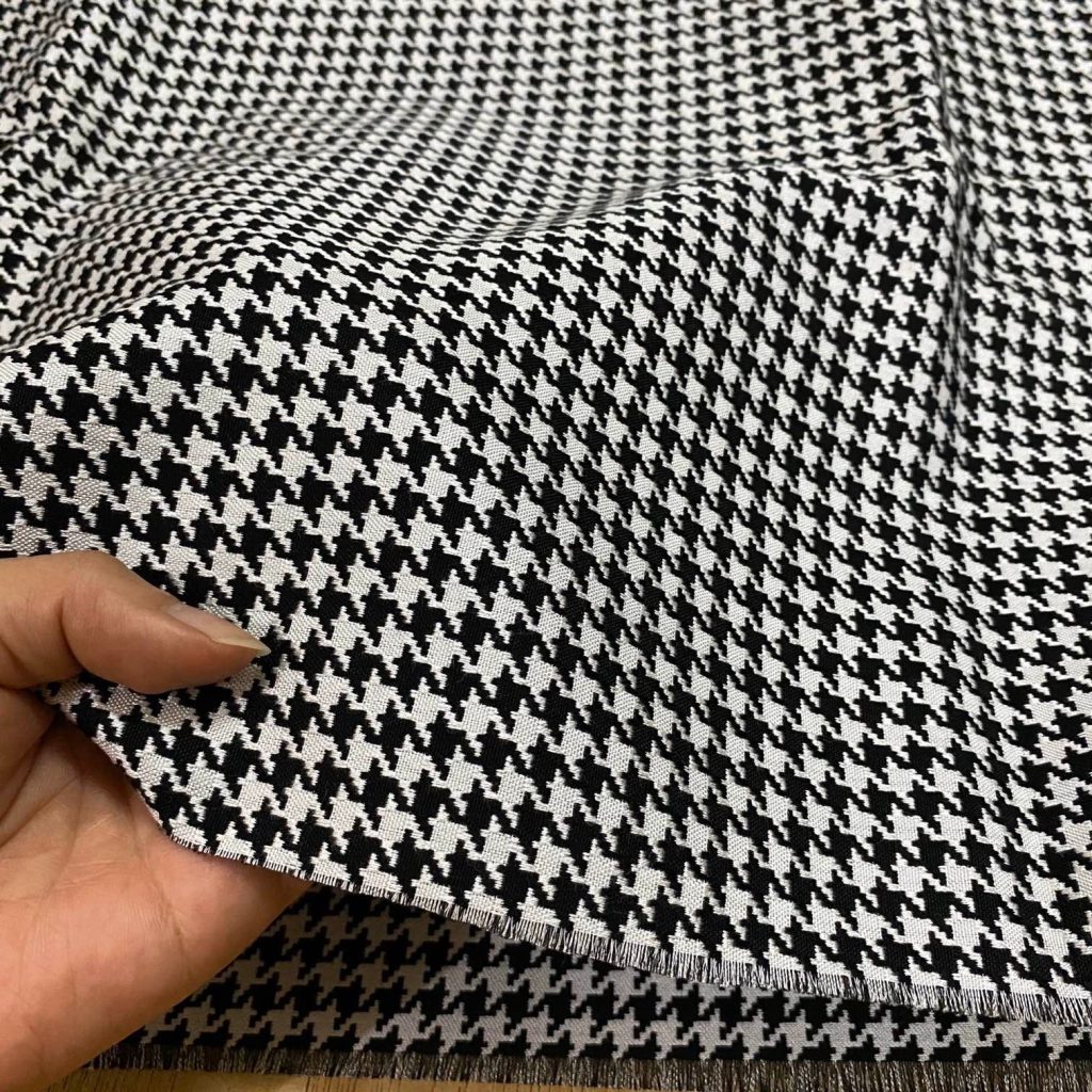 J04 Houndstooth Jacquard Fabric Black and White editorial product context 3