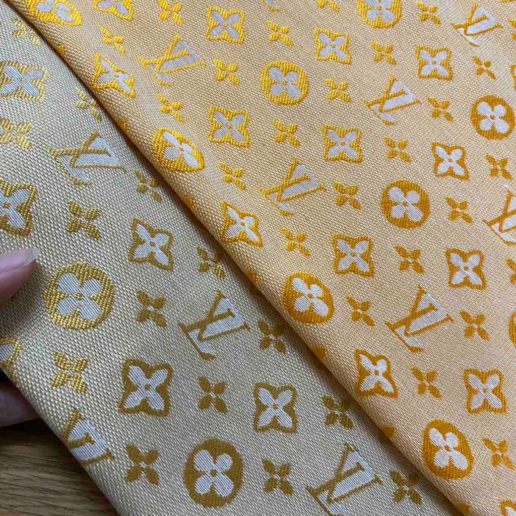 L01 Jacquard Fabric Gold on Beige and Orange editorial product context 1