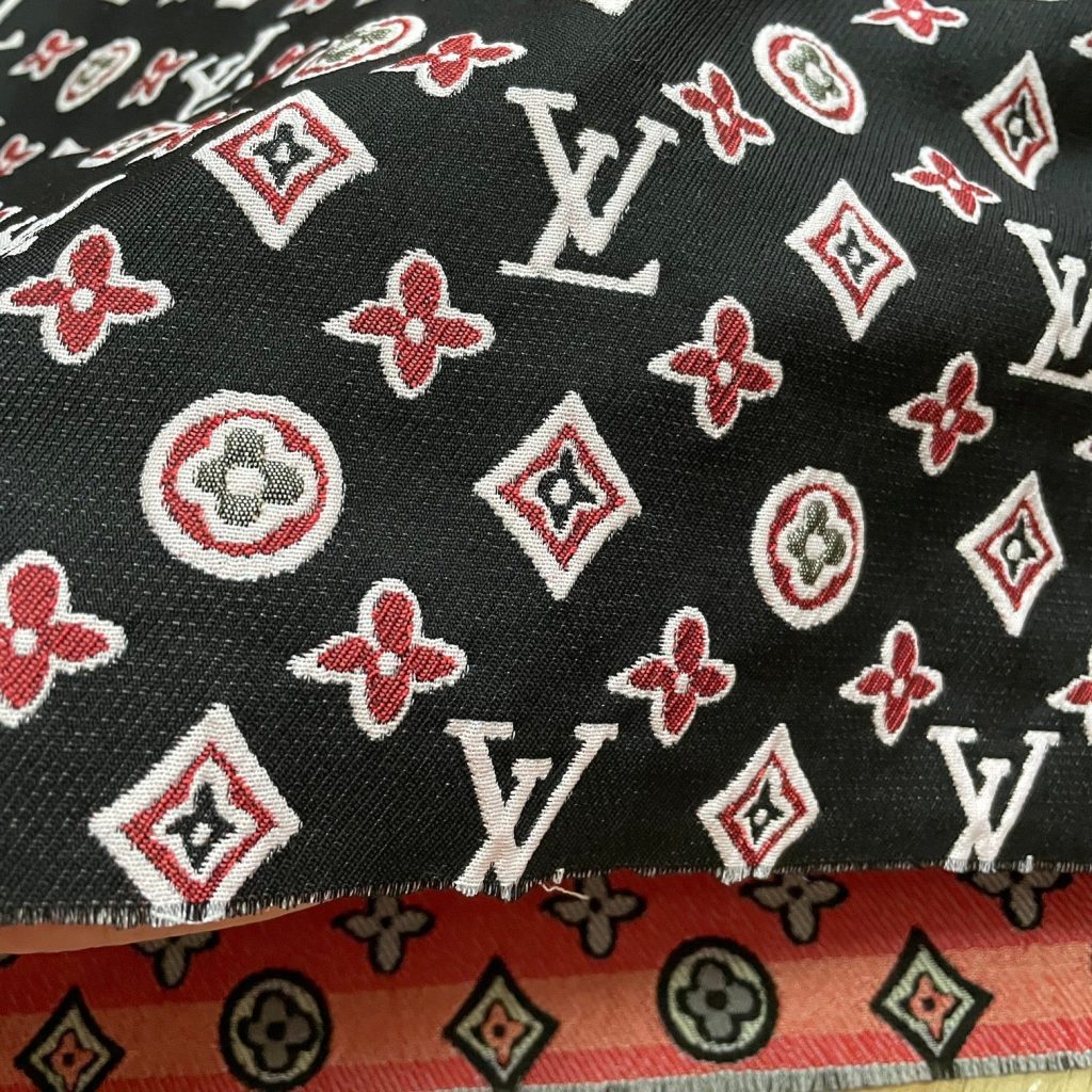 L23 Jacquard Fabric Red on Black editorial product context 2